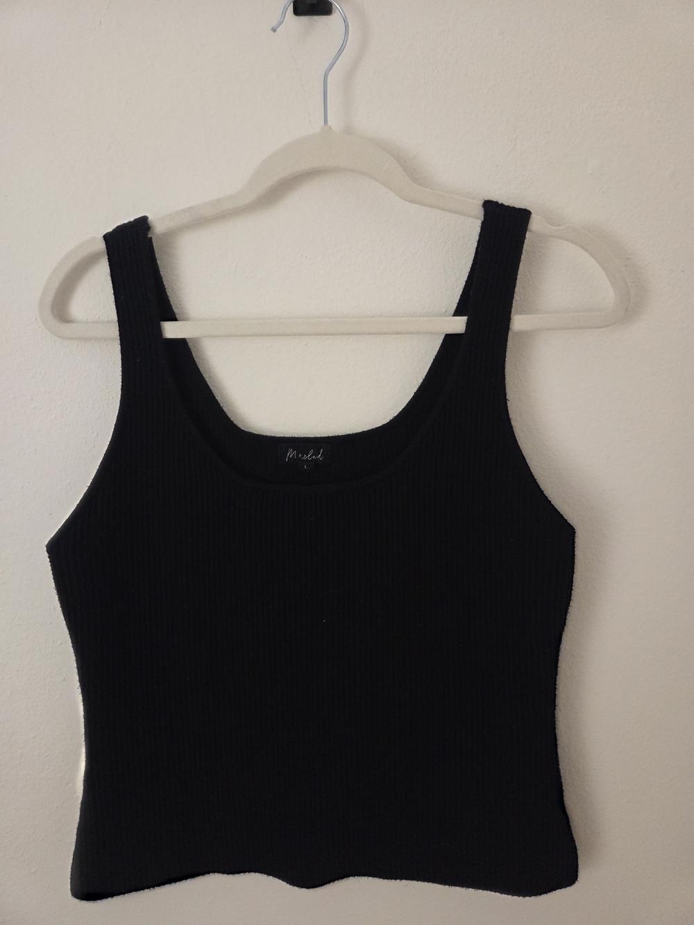 Marled Black Ribbed Square Sweater Tank